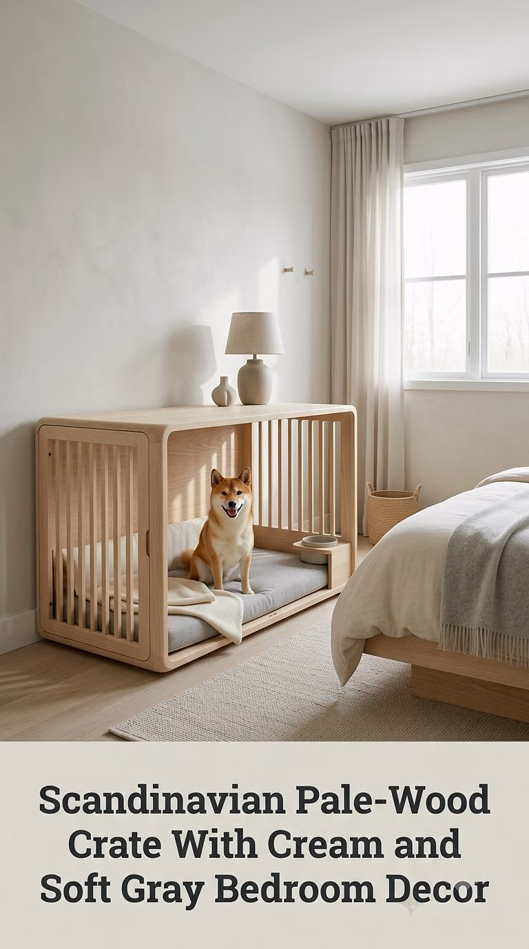 Scandinavian Pale-Wood Crate With Cream and Soft Gray Bedroom Decor