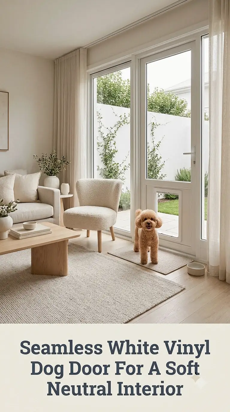 Seamless White Vinyl Dog Door For A Soft Neutral Interior