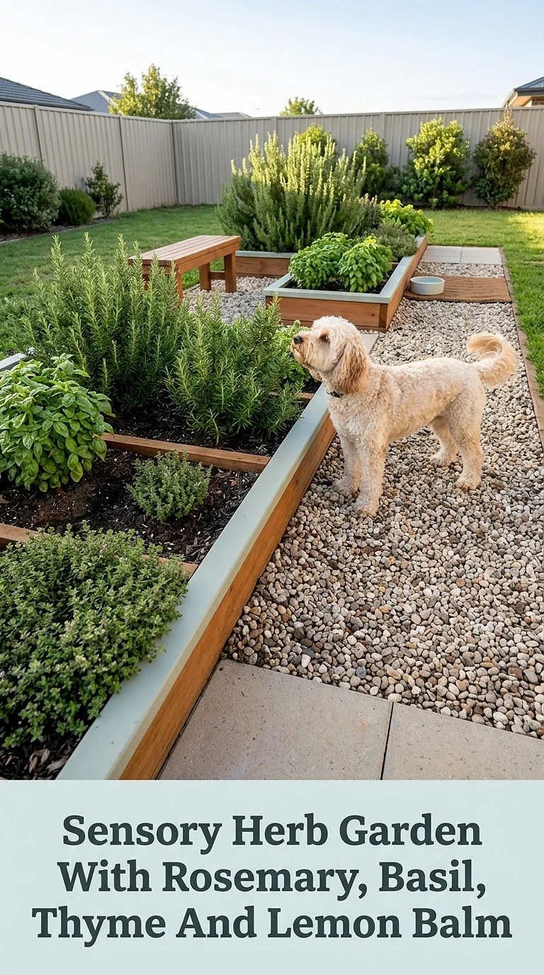 Sensory Herb Garden With Rosemary, Basil, Thyme And Lemon Balm