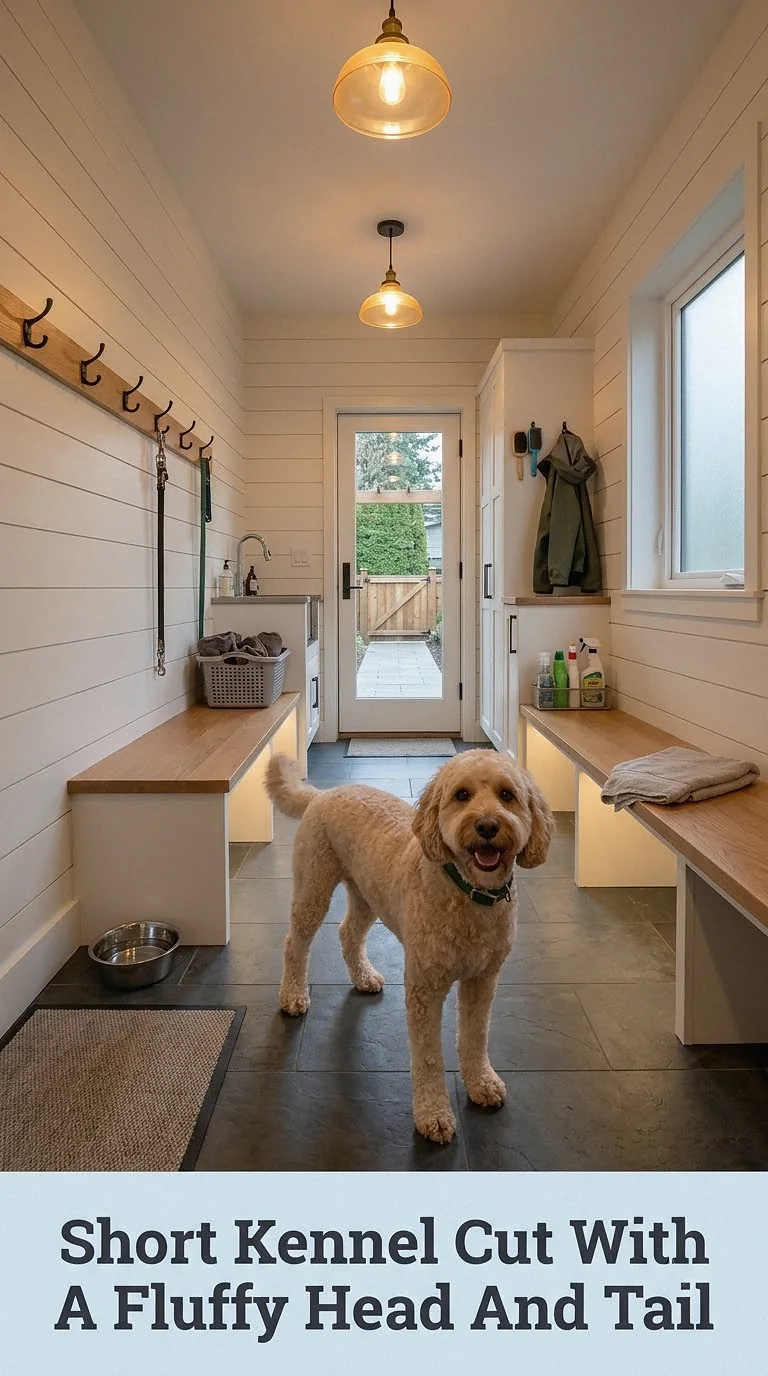 Short Kennel Cut With A Fluffy Head And Tail