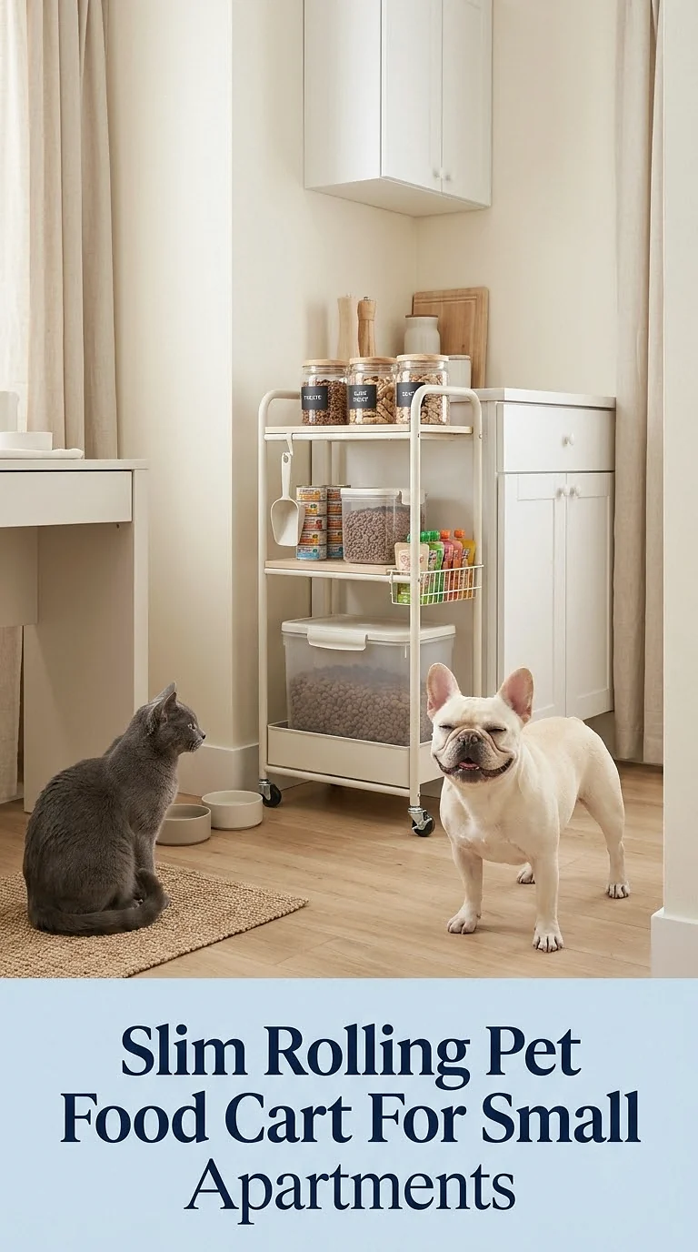 Slim Rolling Pet Food Cart For Small Apartments