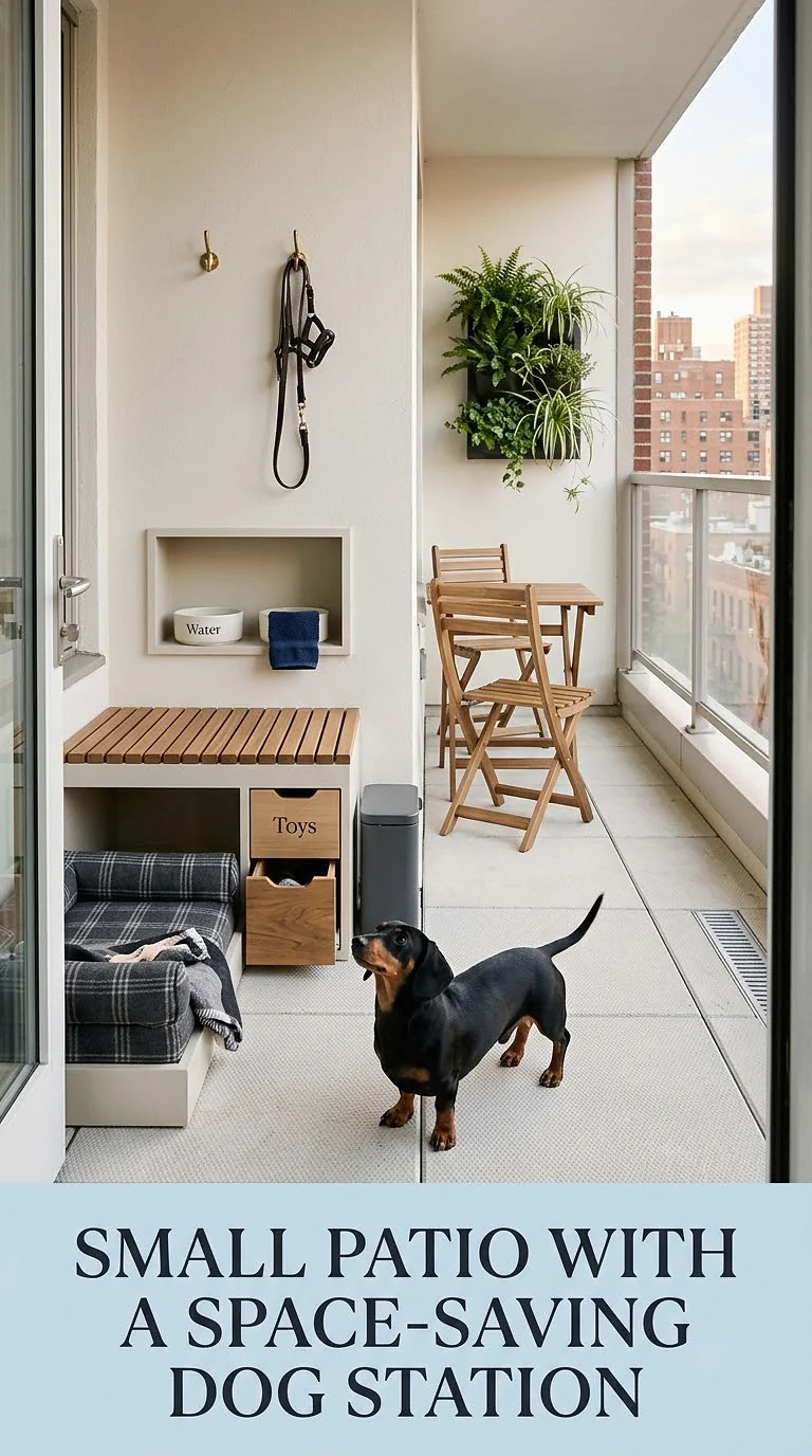 Small Patio With A Space-Saving Dog Station
