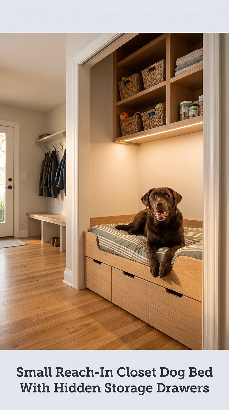 Small Reach-In Closet Dog Bed With Hidden Storage Drawers