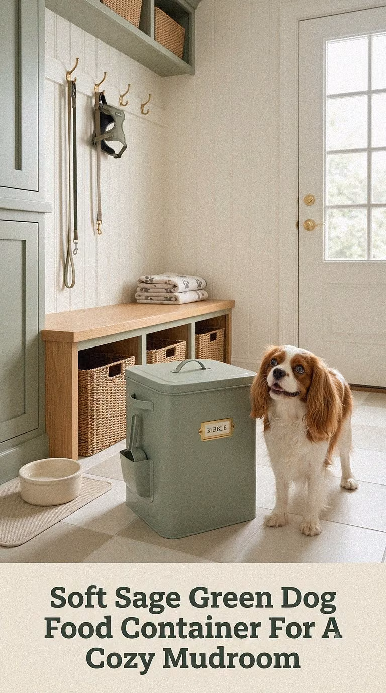 Soft Sage Green Dog Food Container For A Cozy Mudroom