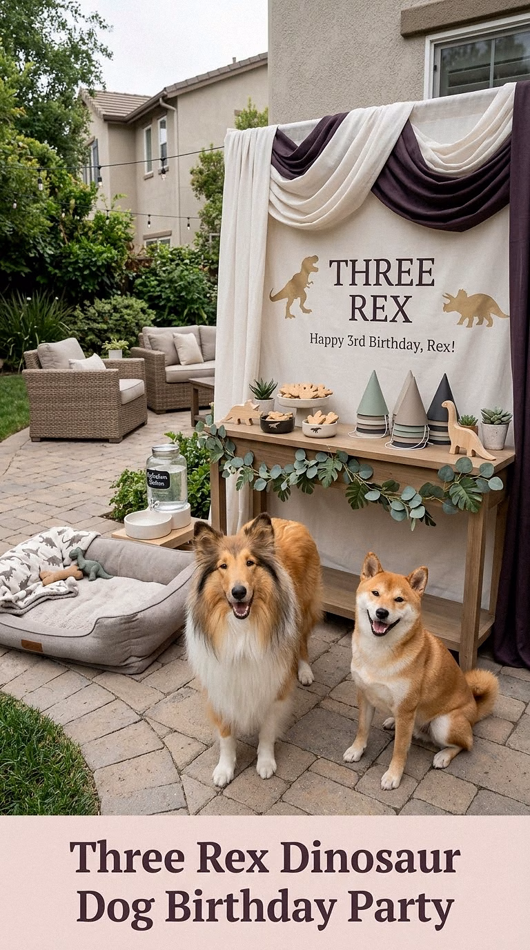 Three Rex Dinosaur Dog Birthday Party
