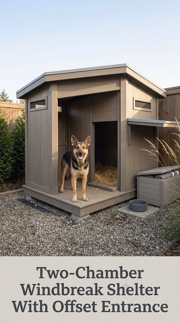 Two-Chamber Windbreak Shelter With Offset Entrance