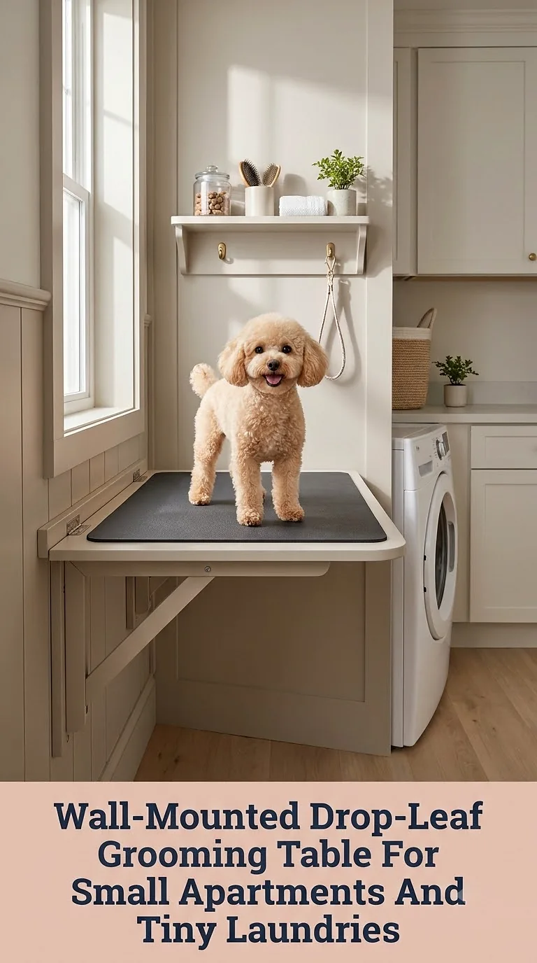 Wall-Mounted Drop-Leaf Grooming Table For Small Apartments And Tiny Laundries