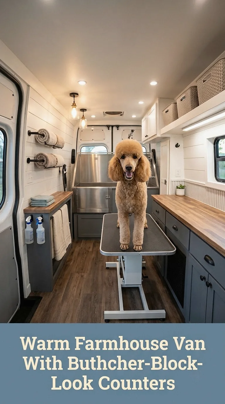 Warm Farmhouse Van With Butcher-Block-Look Counters