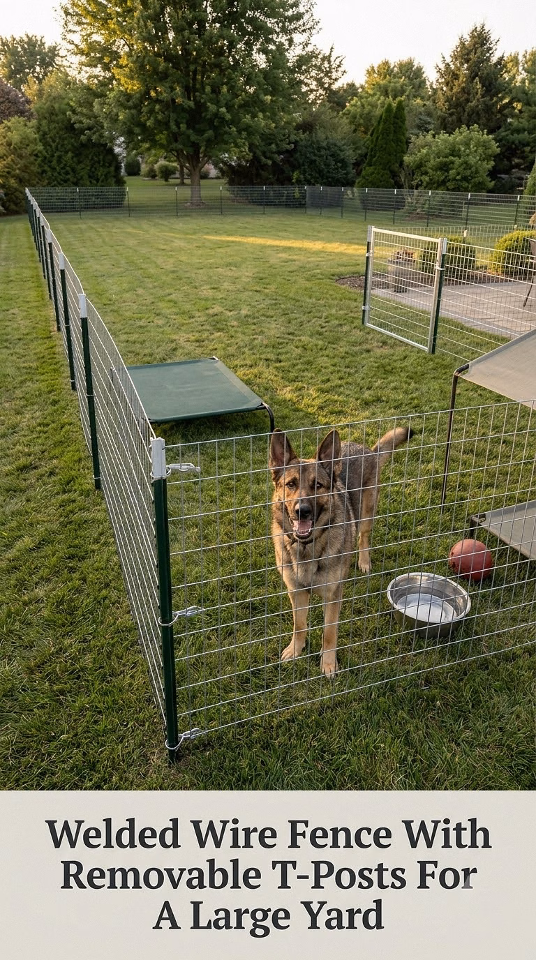 Welded Wire Fence With Removable T-Posts For A Large Yard