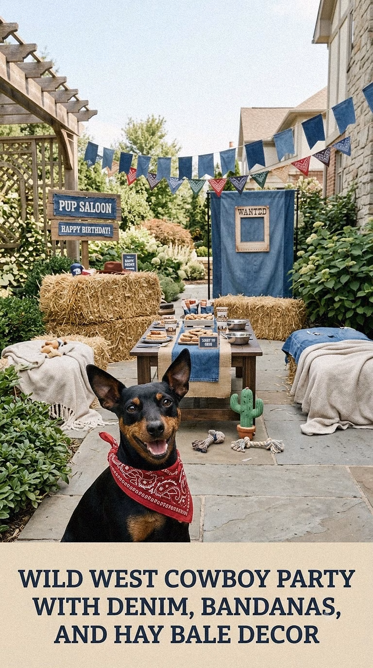 Wild West Cowboy Party With Denim, Bandanas, and Hay Bale Decor