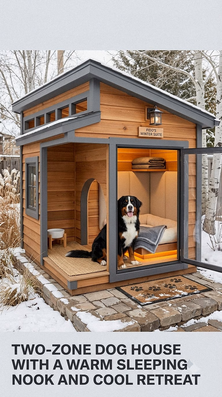 5. Two-Zone Dog House With a Warm Sleeping Nook and Cool Retreat