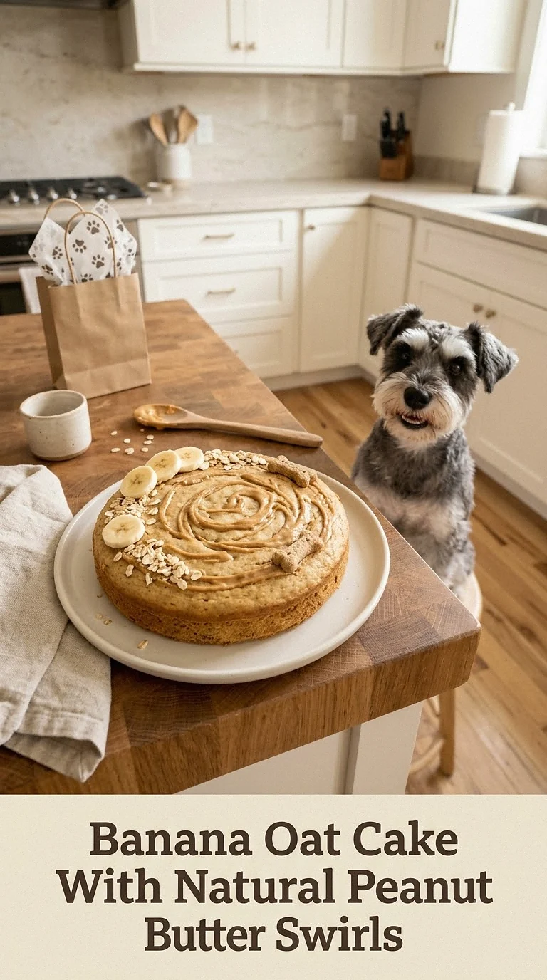 Banana Oat Cake With Natural Peanut Butter Swirls