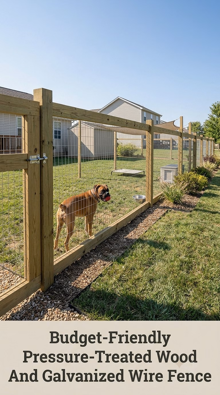 Budget-Friendly Pressure-Treated Wood And Galvanized Wire Fence