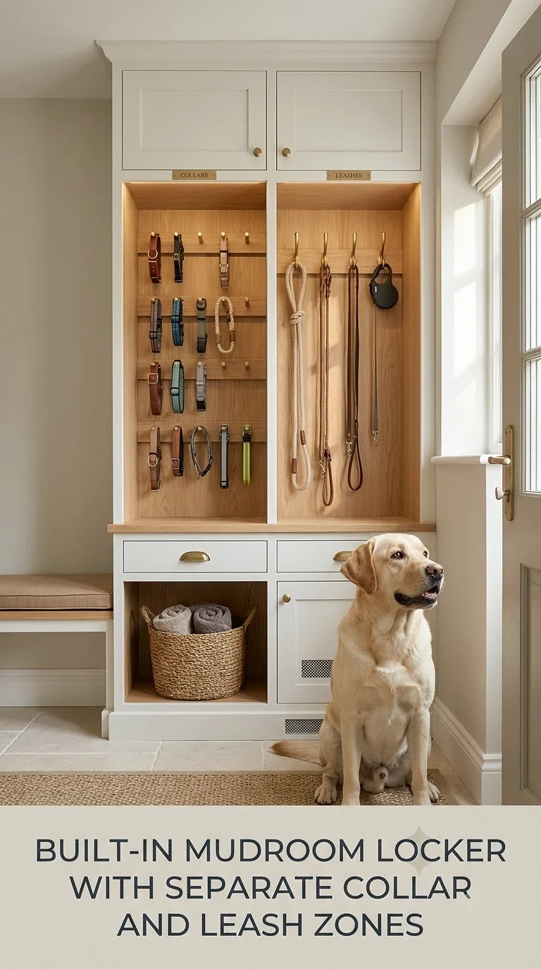 Built-In Mudroom Locker With Separate Collar And Leash Zones