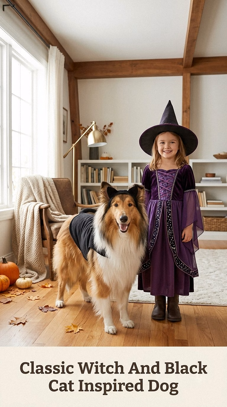 Classic Witch And Black Cat Inspired Dog