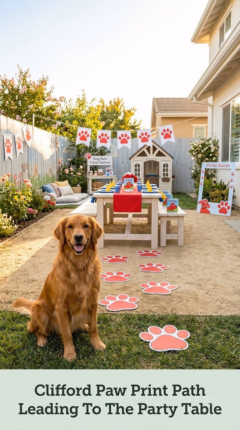Clifford Paw Print Path Leading To The Party Table