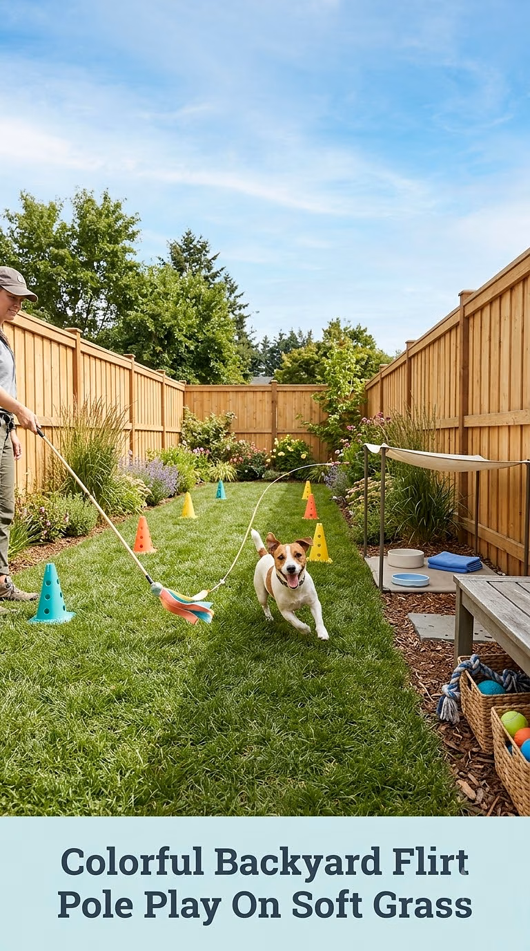 Colorful Backyard Flirt Pole Play On Soft Grass