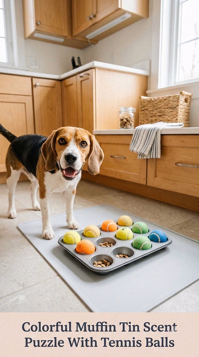 Colorful Muffin Tin Scent Puzzle With Tennis Balls