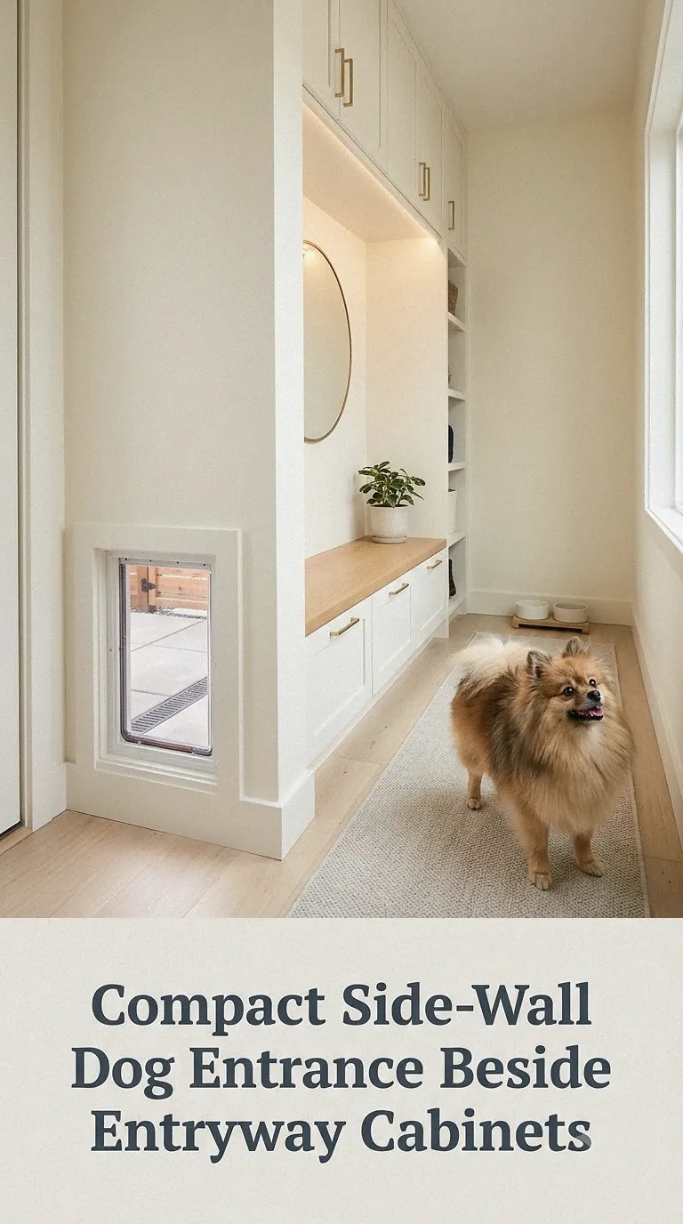 Compact Side-Wall Dog Entrance Beside Entryway Cabinets