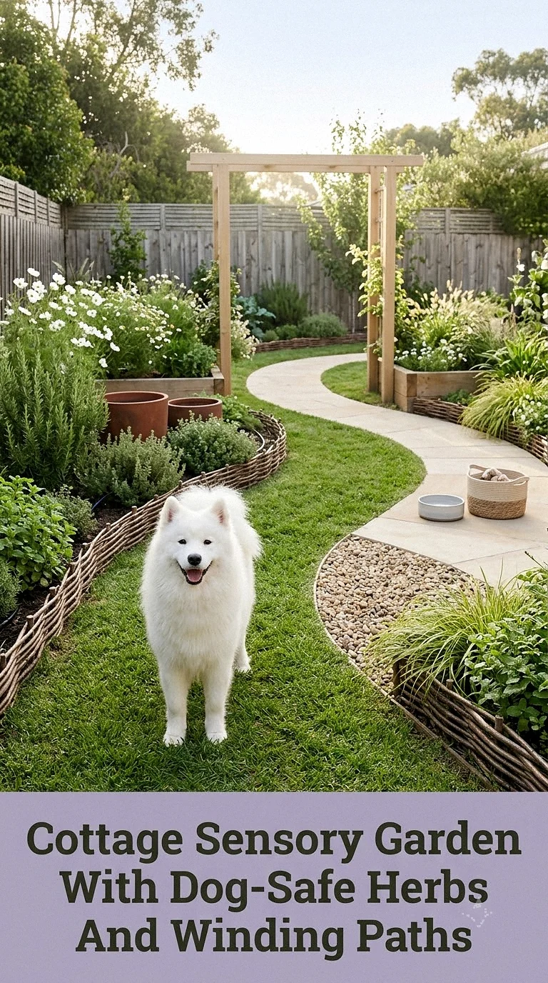 Cottage Sensory Garden With Dog-Safe Herbs And Winding Paths