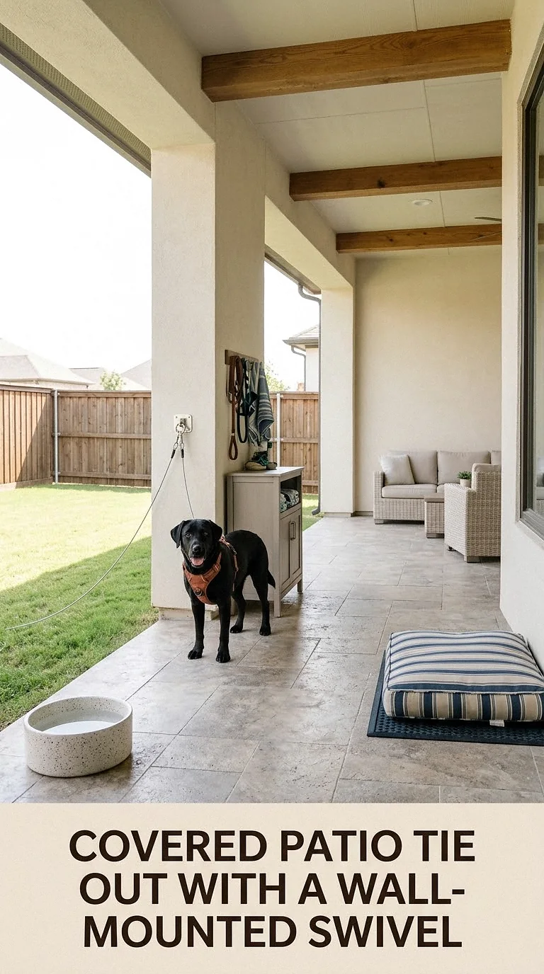 Covered Patio Tie Out With A Wall-Mounted Swivel