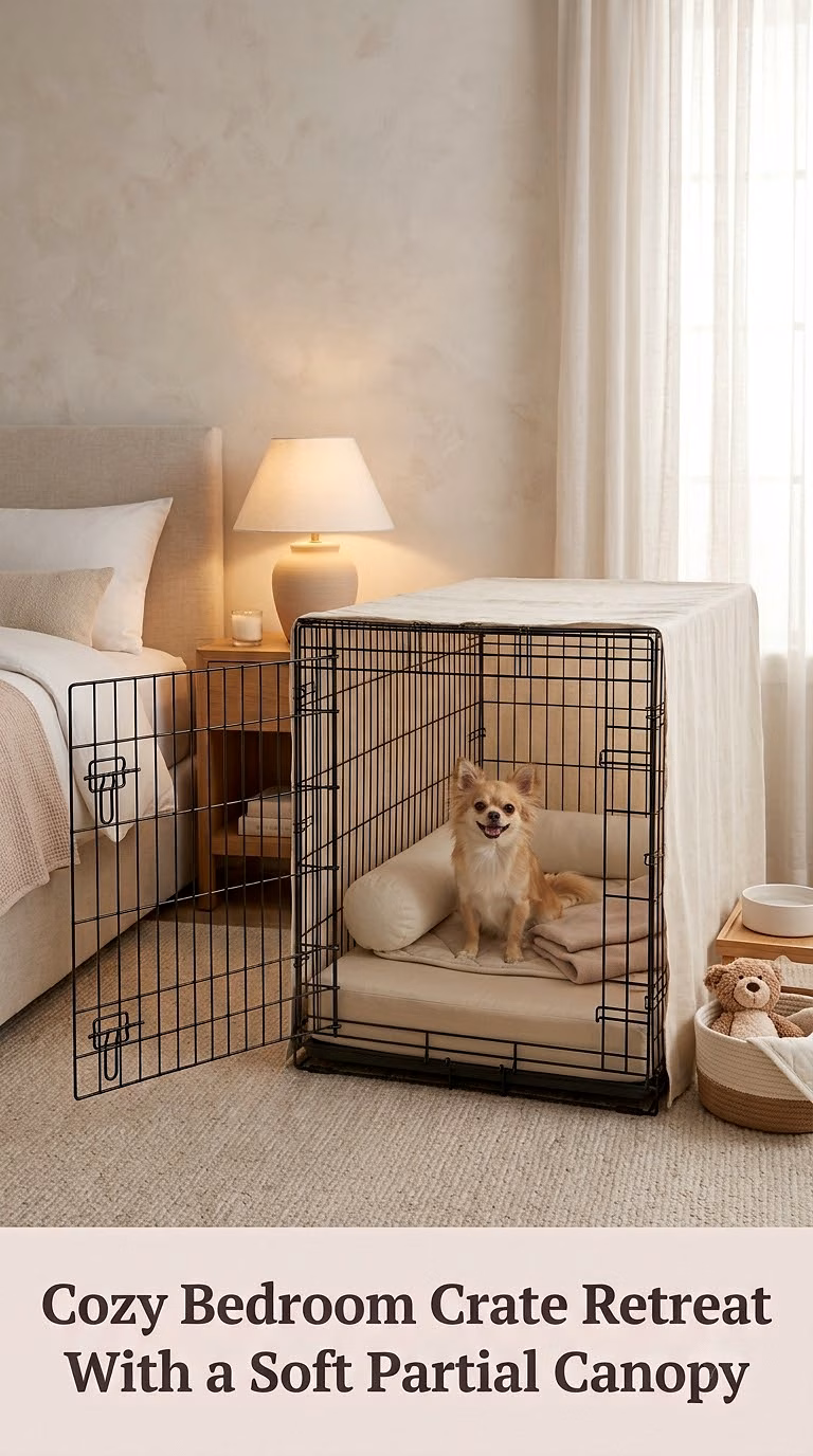 Cozy Bedroom Crate Retreat With a Soft Partial Canopy