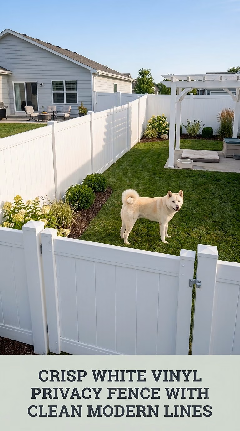 Crisp White Vinyl Privacy Fence With Clean Modern Lines