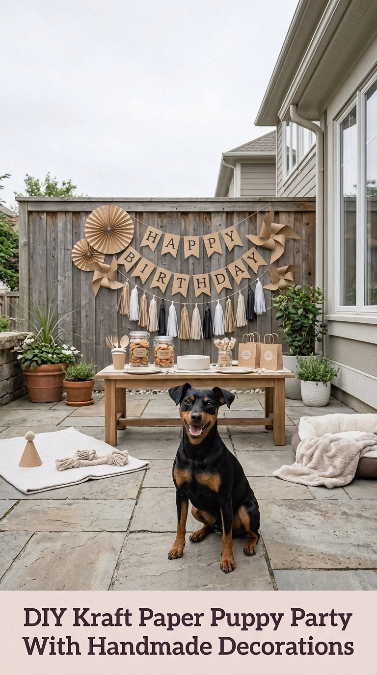 DIY Kraft Paper Puppy Party With Handmade Decorations