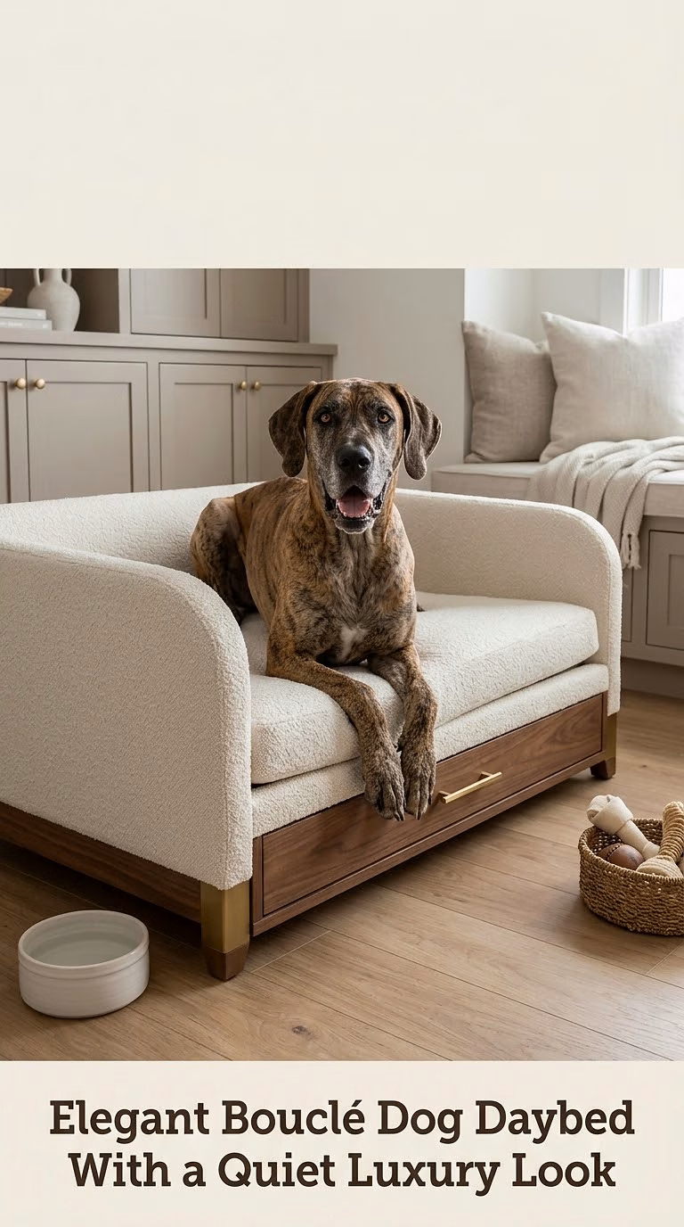 Elegant Bouclé Dog Daybed With a Quiet Luxury Look