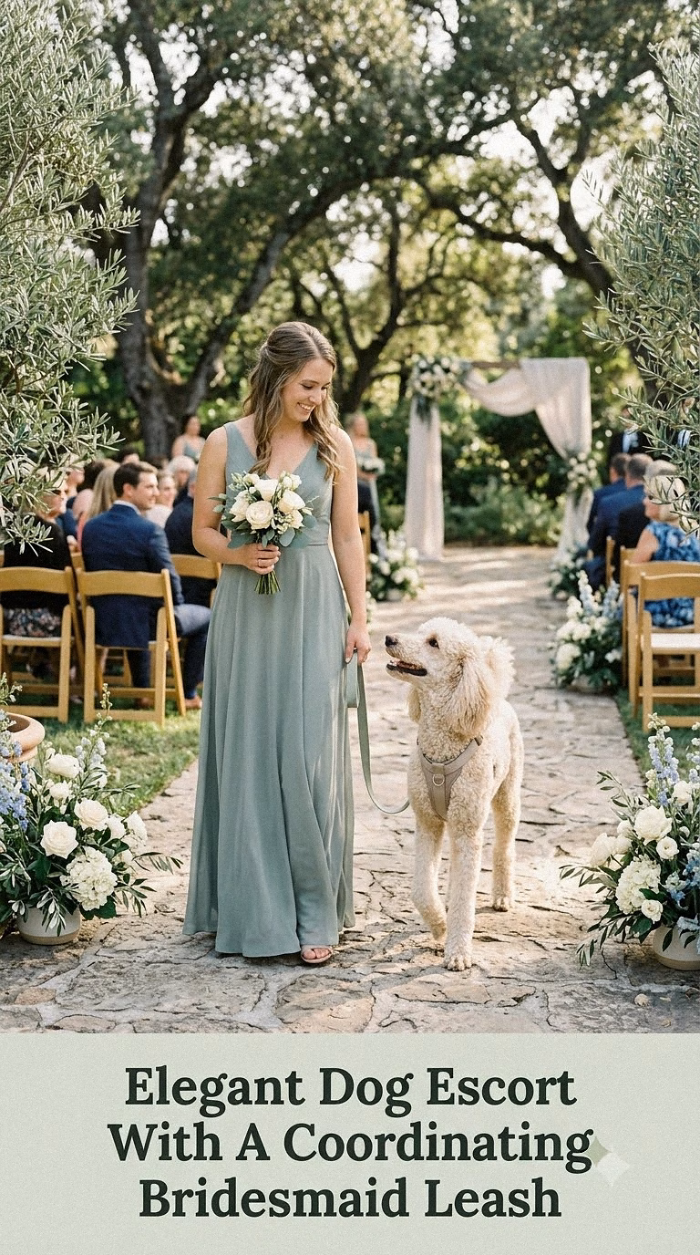 Elegant Dog Escort With A Coordinating Bridesmaid Leash