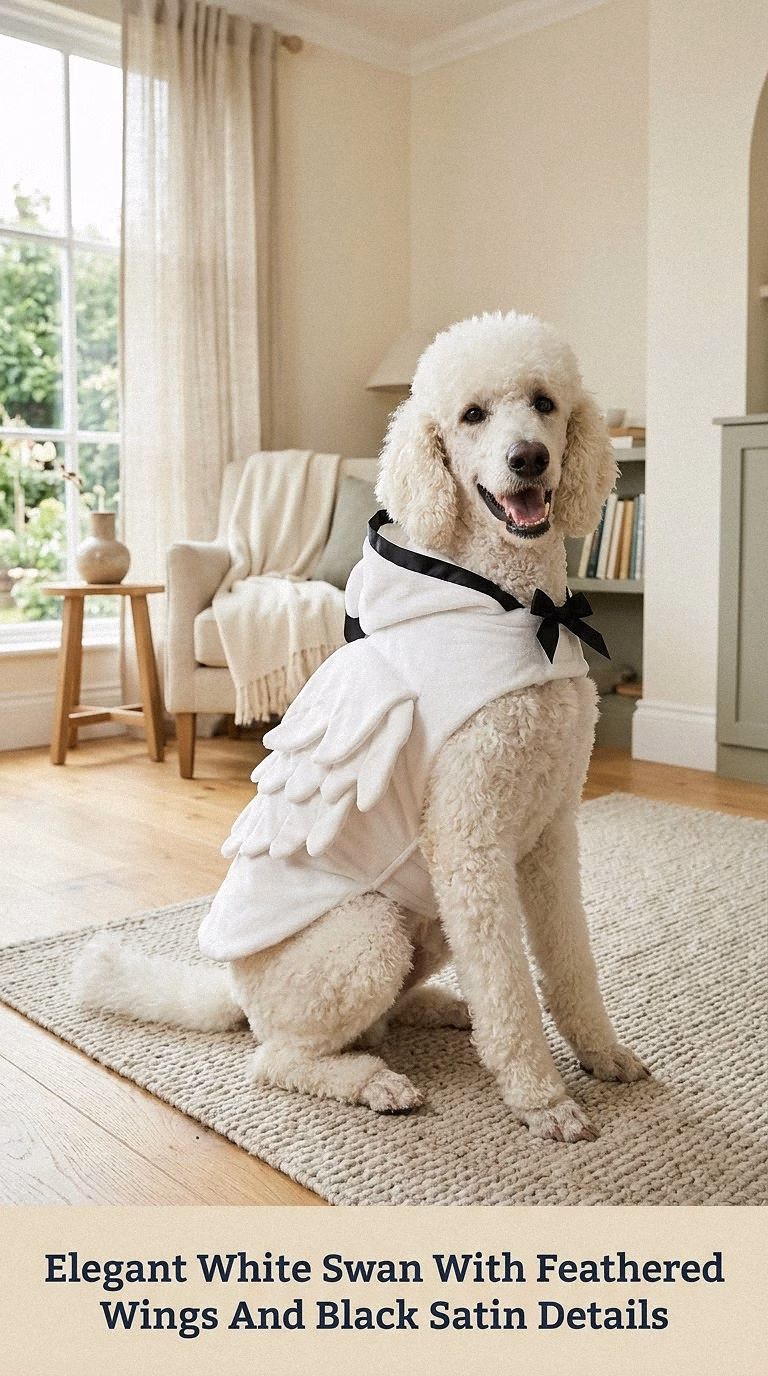 Elegant White Swan With Feathered Wings And Black Satin Details