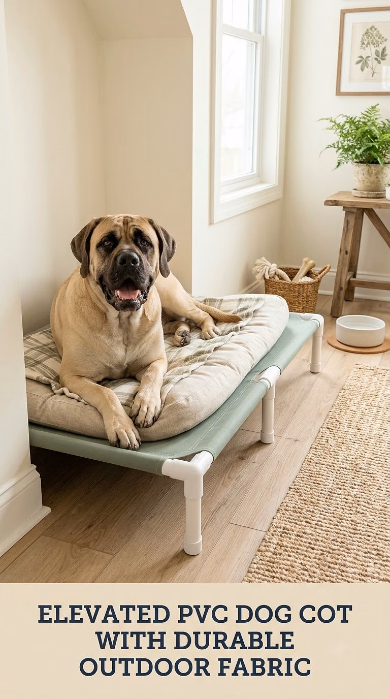 Elevated PVC Dog Cot With Durable Outdoor Fabric