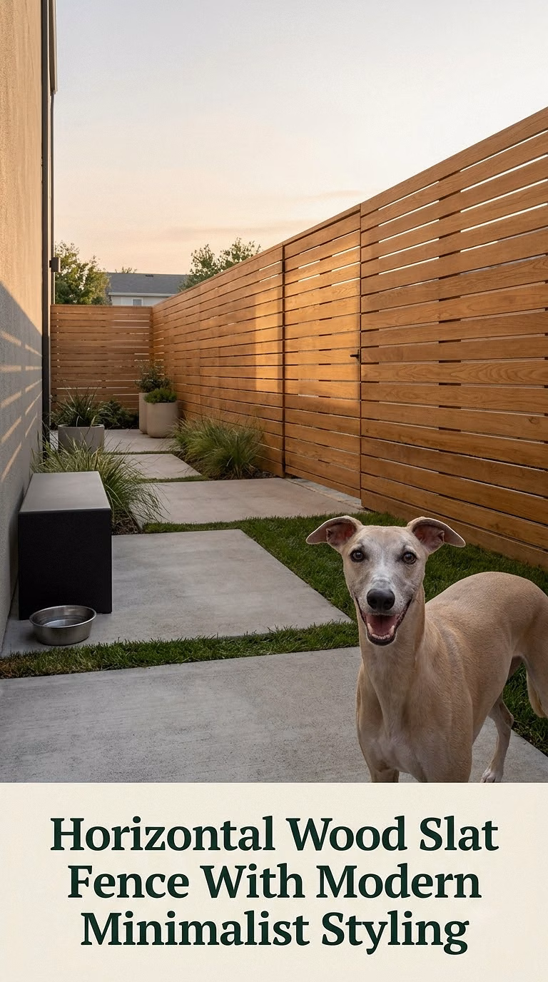 Horizontal Wood Slat Fence With Modern Minimalist Styling