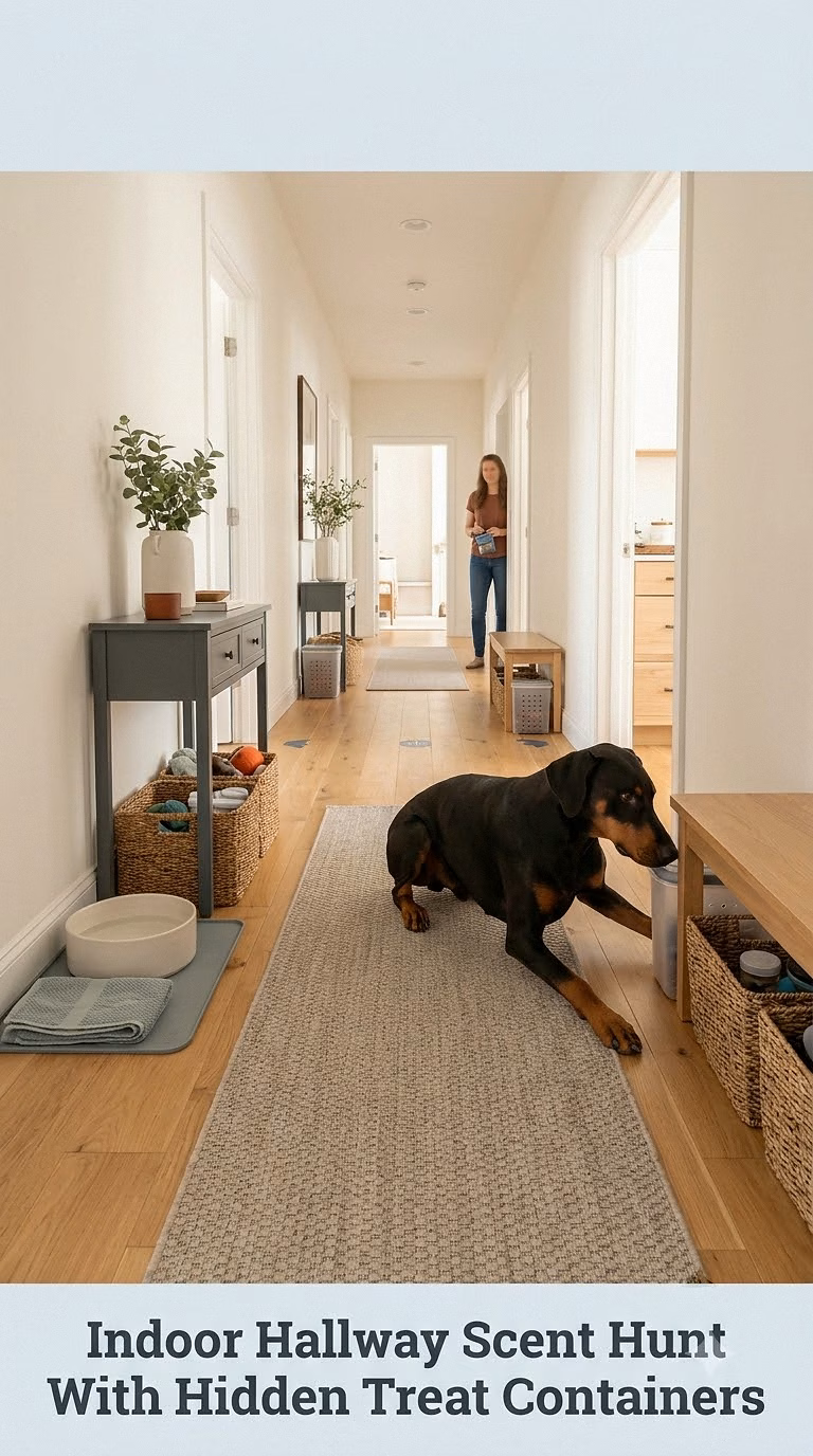 Indoor Hallway Scent Hunt With Hidden Treat Containers