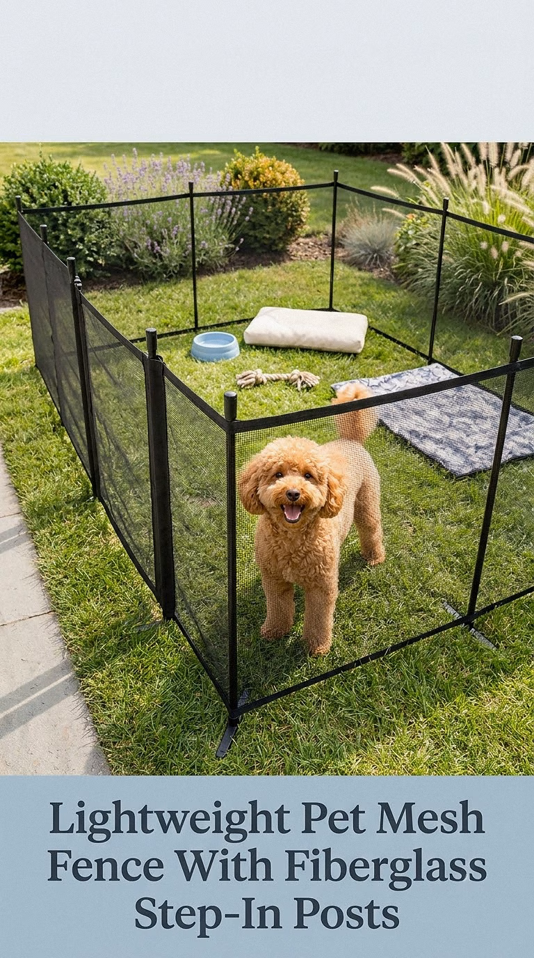 Lightweight Pet Mesh Fence With Fiberglass Step-In Posts