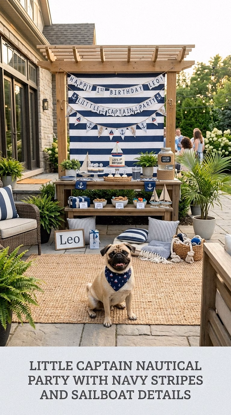 Little Captain Nautical Party With Navy Stripes and Sailboat Details