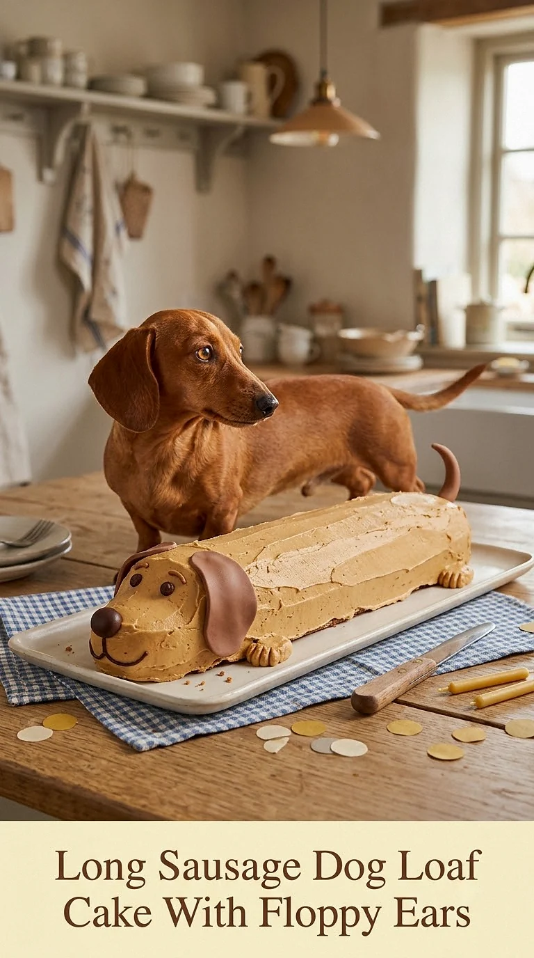 Long Sausage Dog Loaf Cake With Floppy Ears