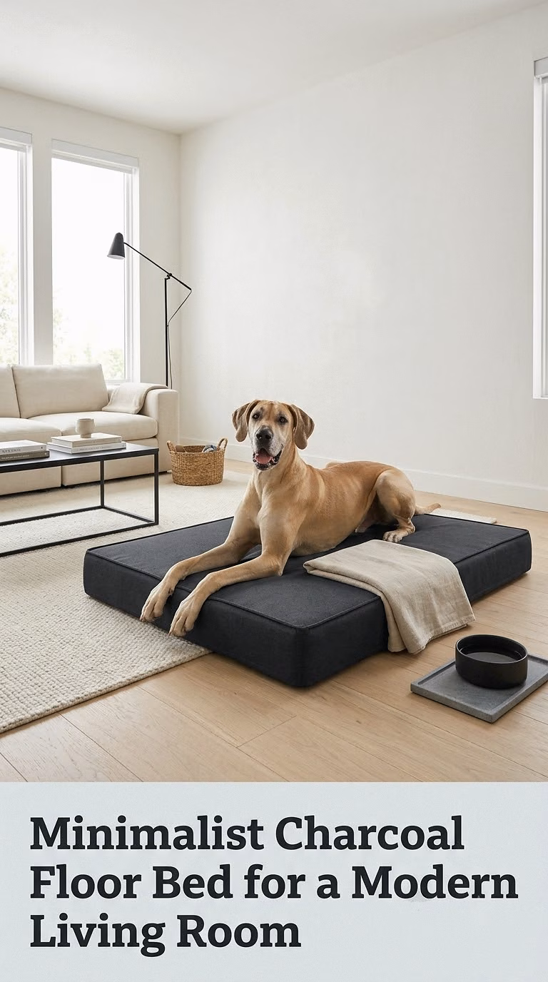 Minimalist Charcoal Floor Bed for a Modern Living Room