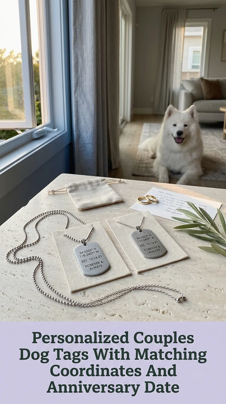 Personalized Couples Dog Tags With Matching Coordinates And Anniversary Date