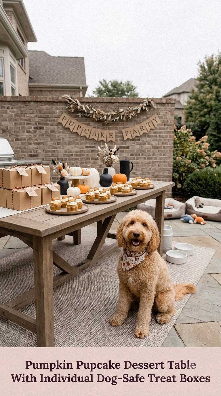 Pumpkin Pupcake Dessert Table With Individual Dog-Safe Treat Boxes