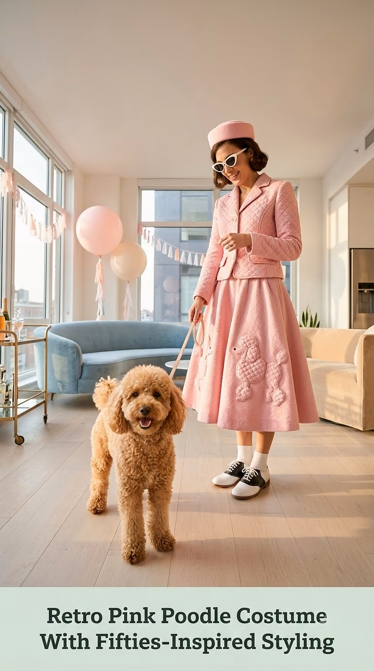 Retro Pink Poodle Costume With Fifties-Inspired Styling