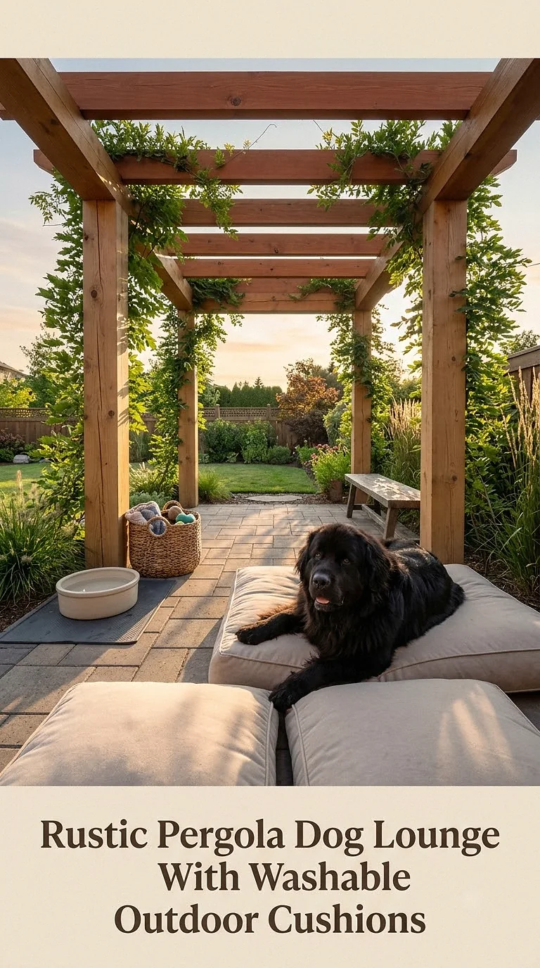 Rustic Pergola Dog Lounge With Washable Outdoor Cushions