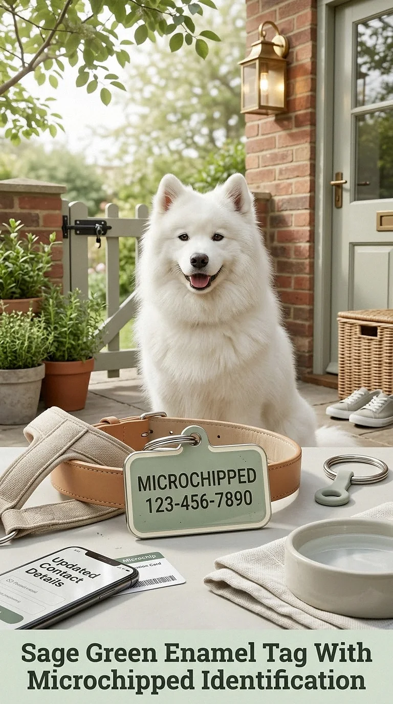 Sage Green Enamel Tag With Microchipped Identification