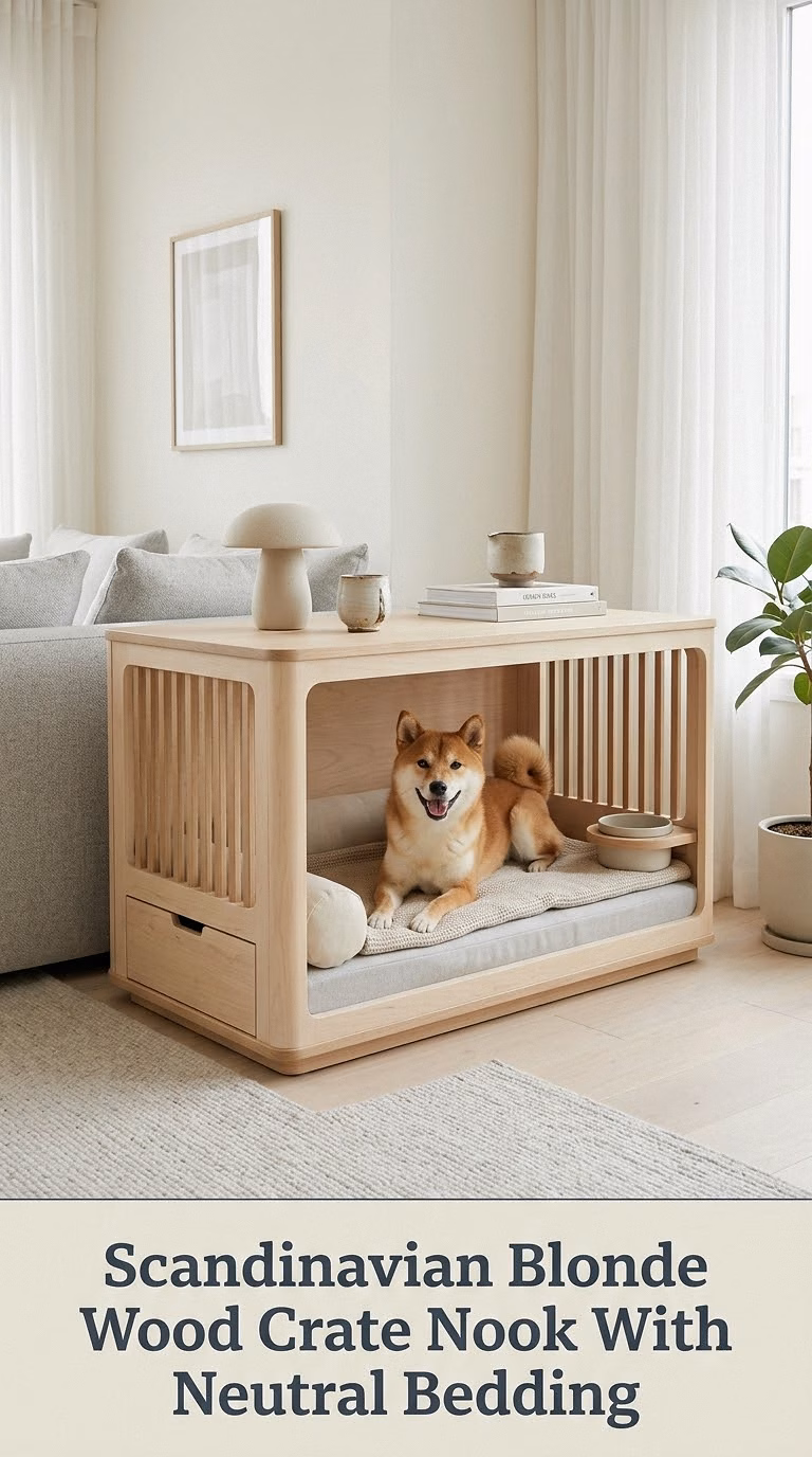 Scandinavian Blonde Wood Crate Nook With Neutral Bedding