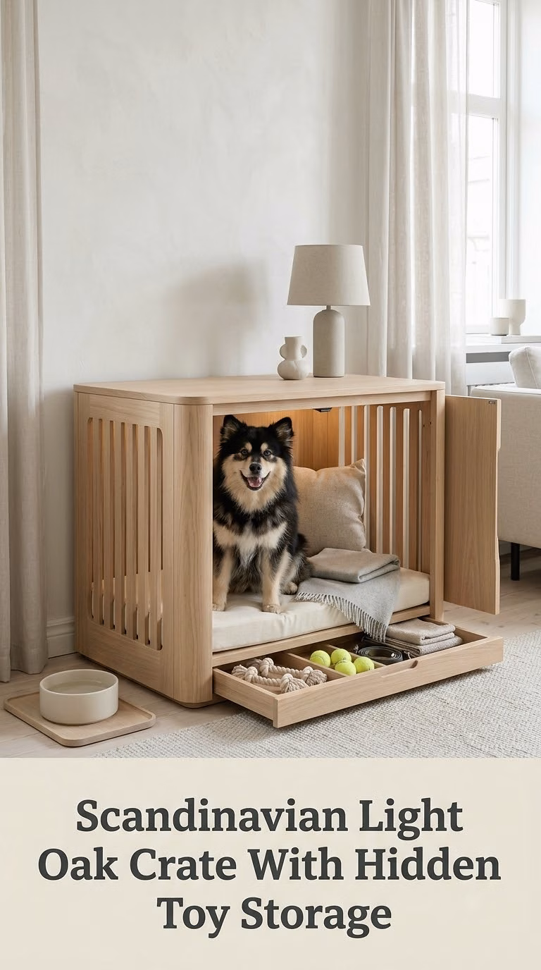 Scandinavian Light Oak Crate With Hidden Toy Storage