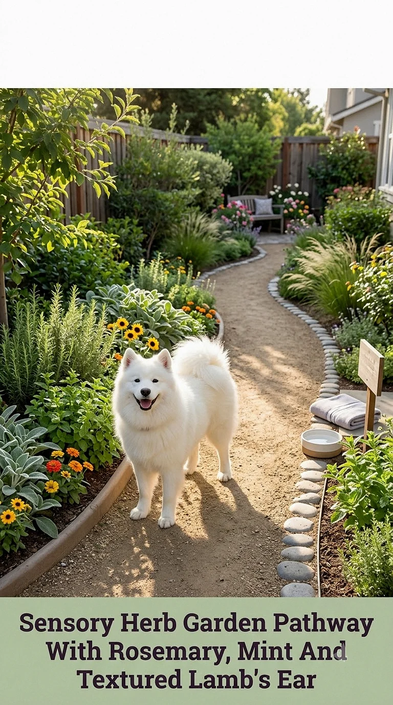 Sensory Herb Garden Pathway With Rosemary, Mint And Textured Lamb's Ear