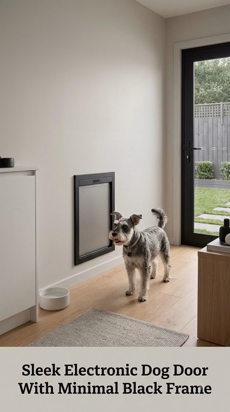 Sleek Electronic Dog Door With Minimal Black Frame
