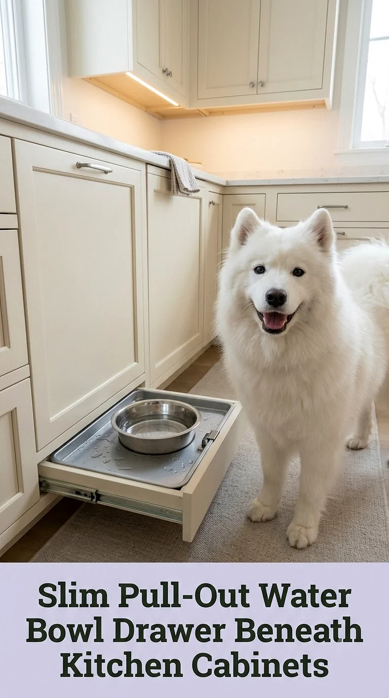 Slim Pull-Out Water Bowl Drawer Beneath Kitchen Cabinets