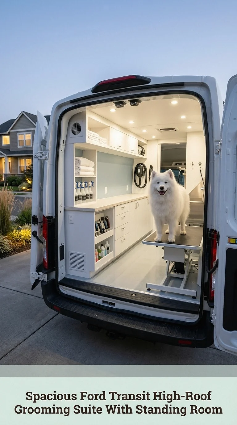 Spacious Ford Transit High-Roof Grooming Suite With Standing Room