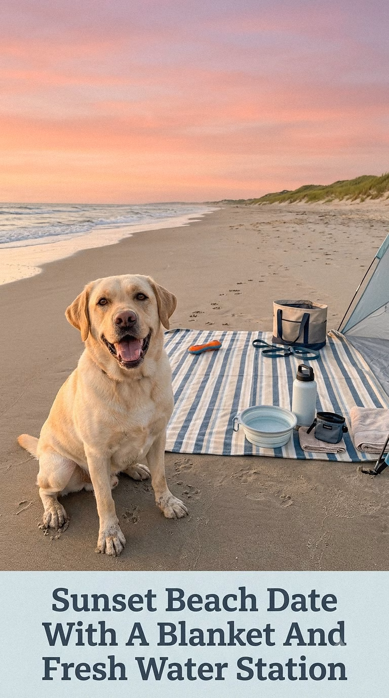 Sunset Beach Date With A Blanket And Fresh Water Station